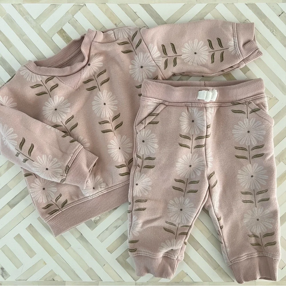 LITTLE CO. Daisy Sweatshirt & Joggers, 6mo